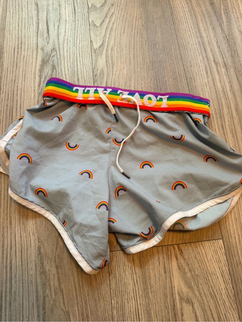 rabbit Repeats 2" Running Shorts Quiet Grey Rainbow Pride